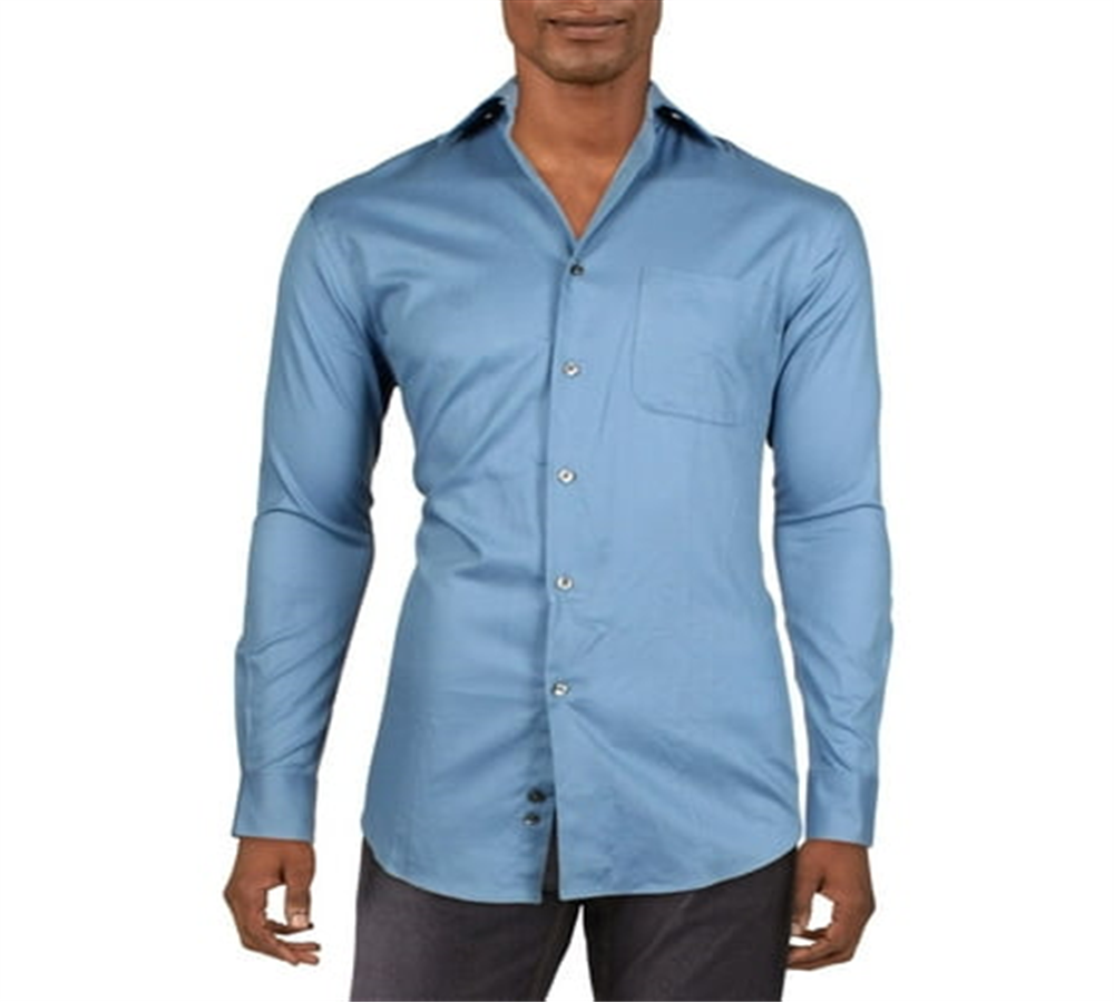 Camisa Calvin Klein Masculina Manga Longa Regular Fit com Botões Azul Tamanho 15X32-33
