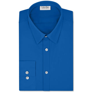 Camisa social masculina Calvin Klein Slim Fit Stretch de manga comprida, azul, tamanho 15x32-33