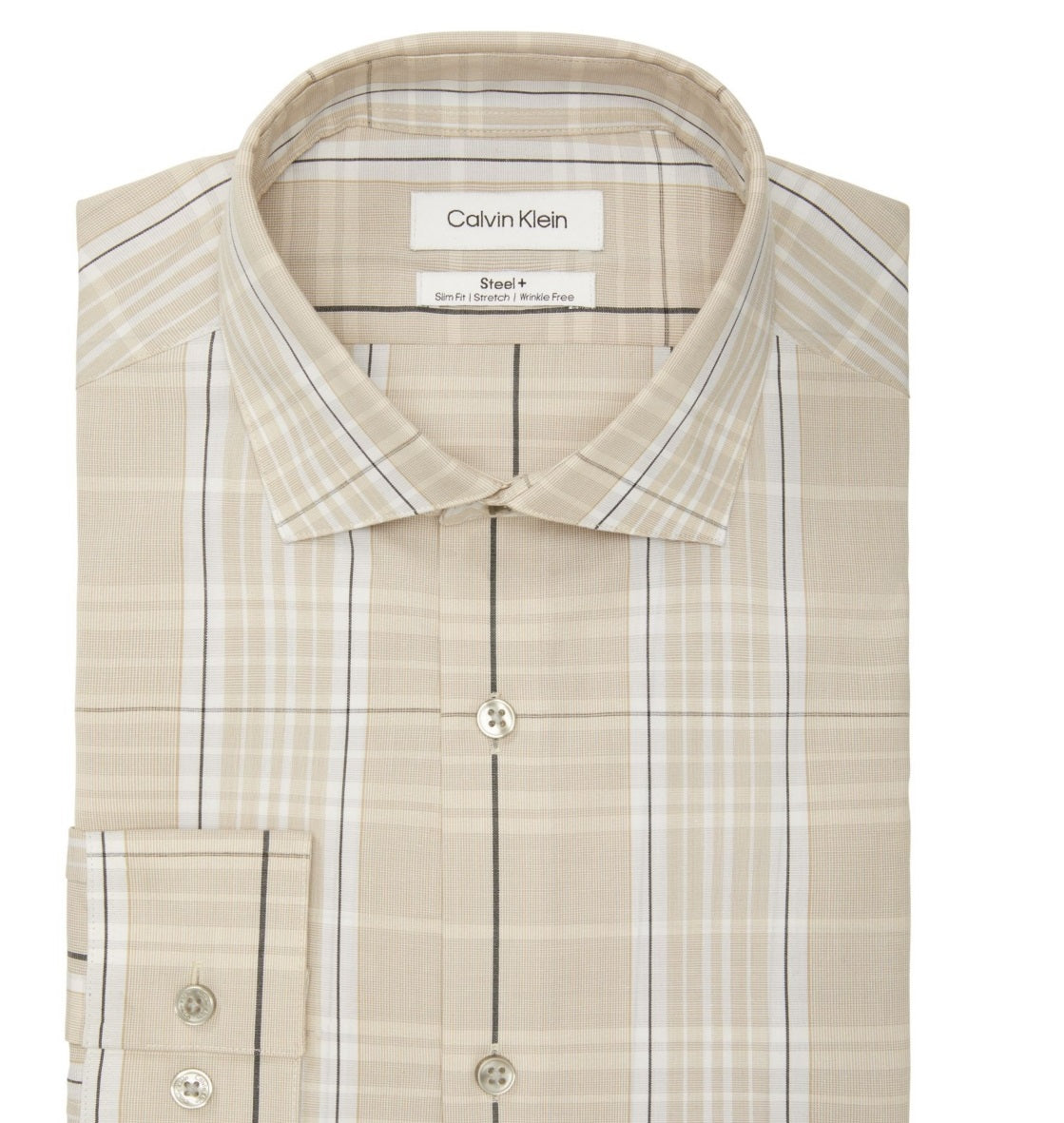 Camisa social Calvin Klein masculina slim fit elástica marrom tamanho 15x32x33