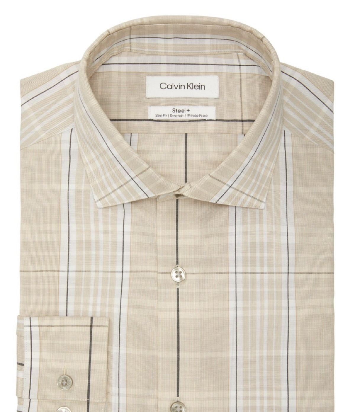 Camisa social Calvin Klein masculina com ajuste slim e stretch, tamanho 16x34x35, marrom