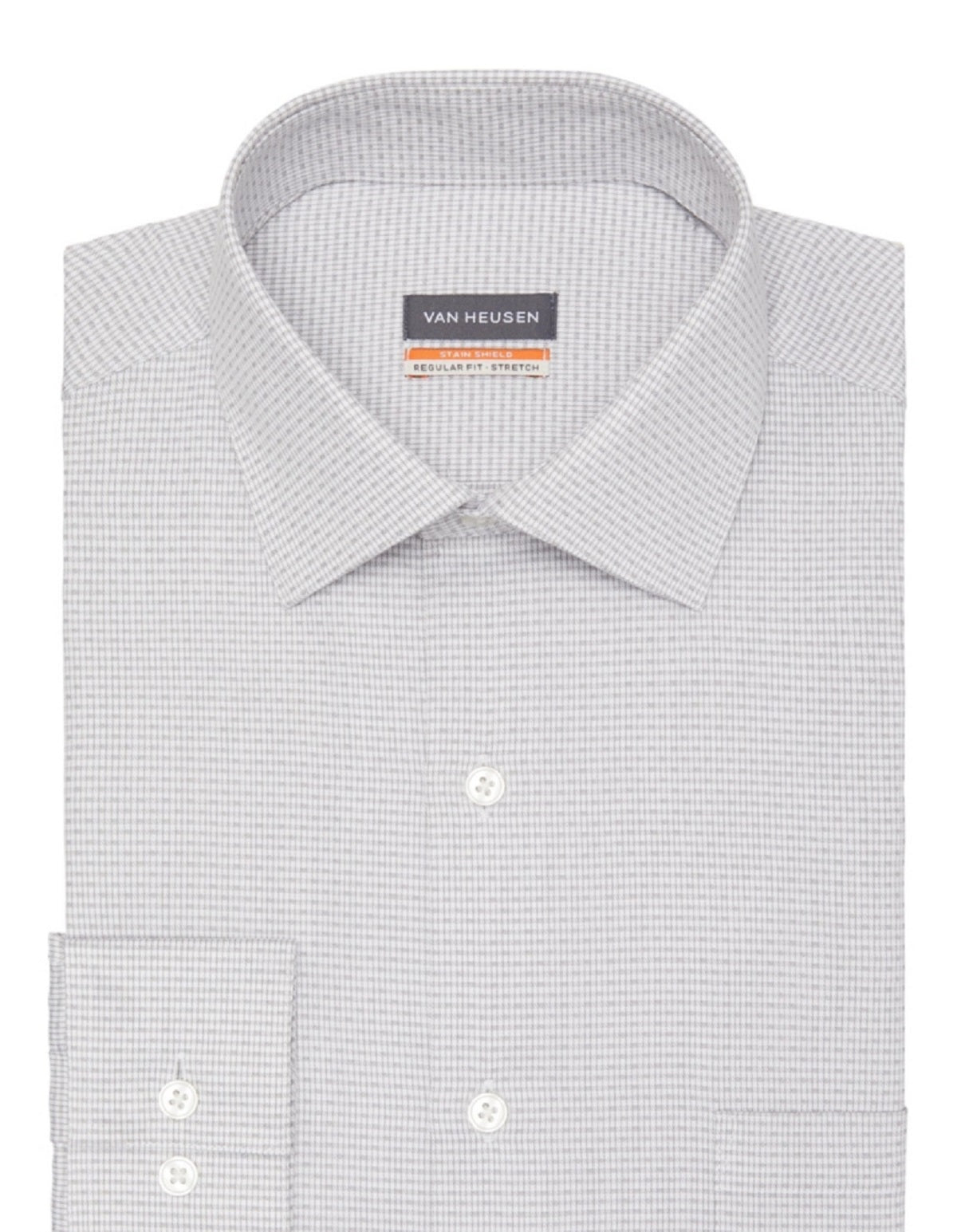 Camisa social masculina Van Heusen Stain Shield Regular Fit, cinza, tamanho 15 x 32 x 33