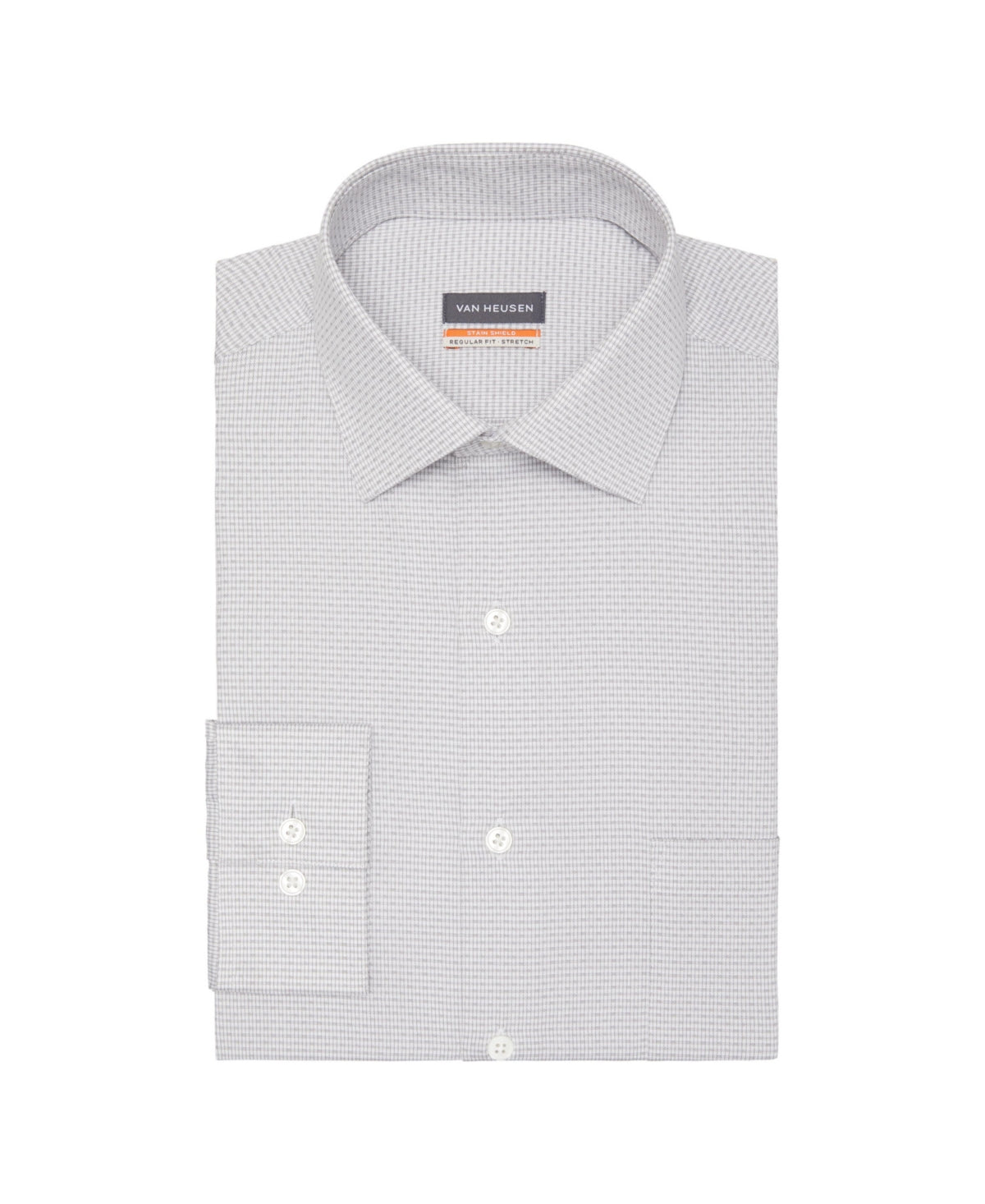 Camisa social masculina Van Heusen Stain Shield Regular Fit, cinza, tamanho 15 x 32 x 33