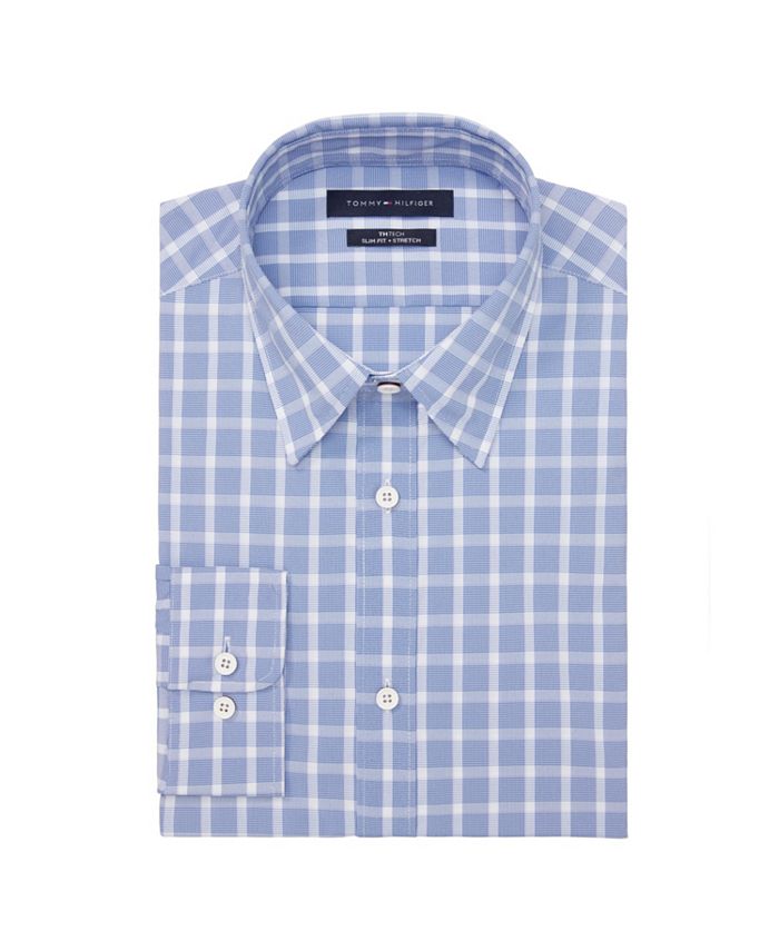 Camisa social Tommy Hilfiger masculina Th Tech No Tuck Slim Fit Stretch Azul Tamanho P
