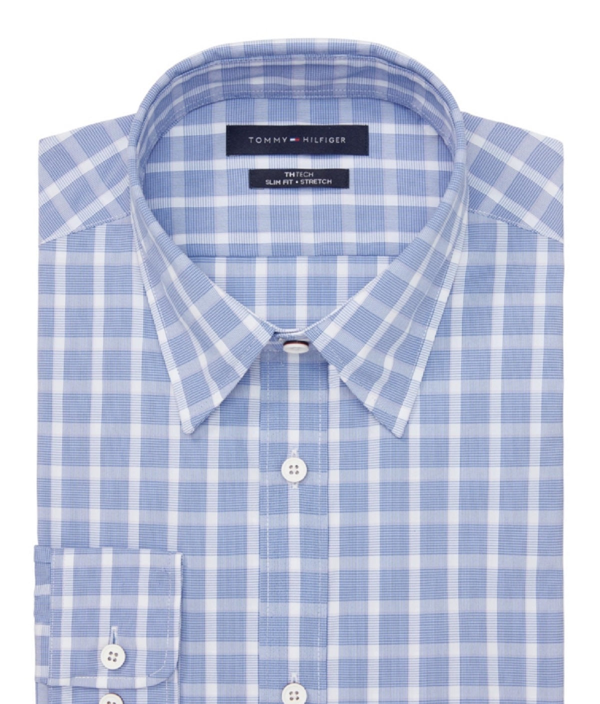 Camisa social Tommy Hilfiger masculina Th Tech No Tuck Slim Fit Stretch, roxa, tamanho médio