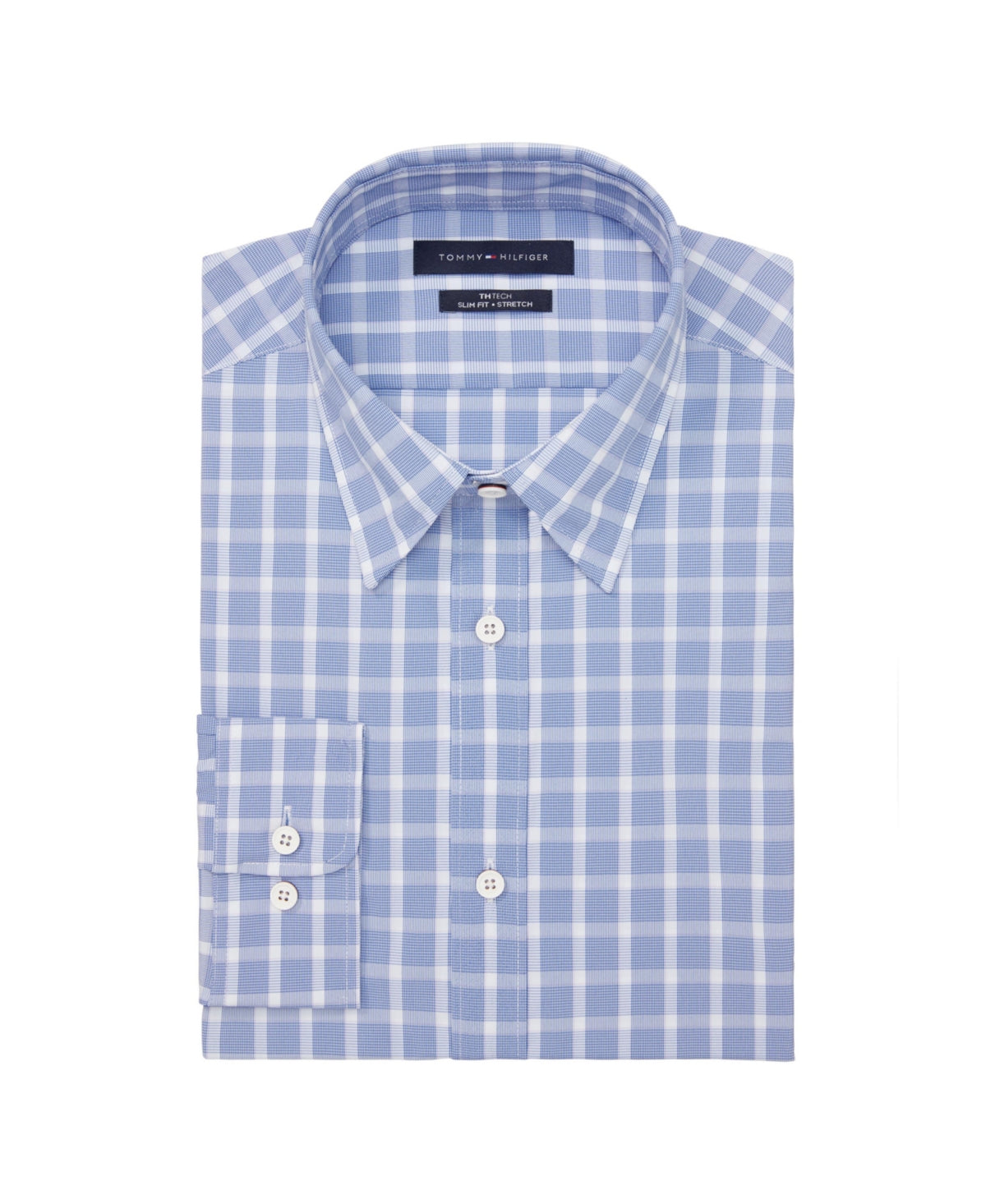 Camisa social Tommy Hilfiger masculina Th Tech No Tuck Slim Fit Stretch, roxa, tamanho médio