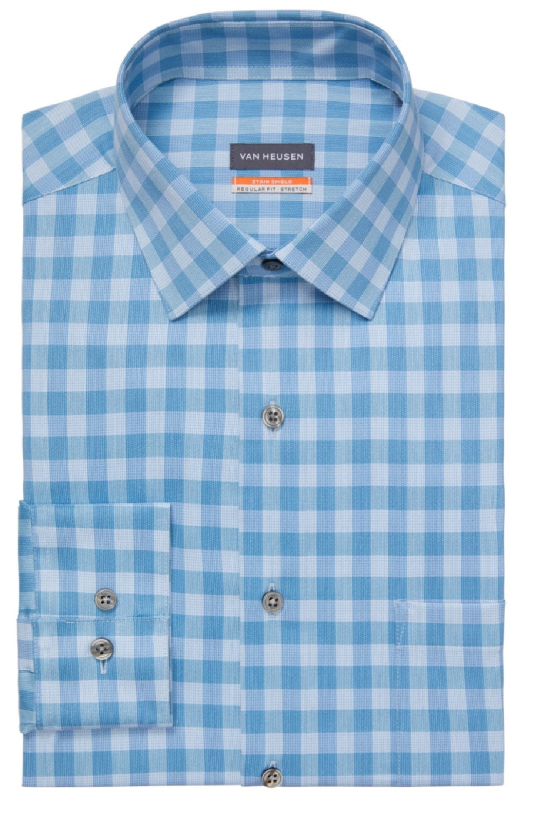 Camisa social masculina Van Heusen Stain Shield Regular Fit Azul Tamanho 16X34X35