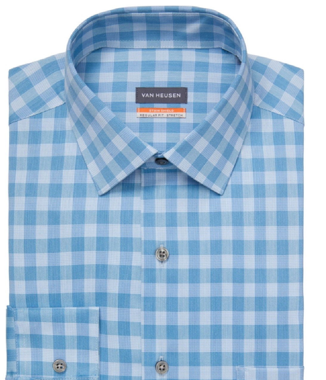 Camisa social masculina Van Heusen Stain Shield Regular Fit Azul Tamanho 16X34X35