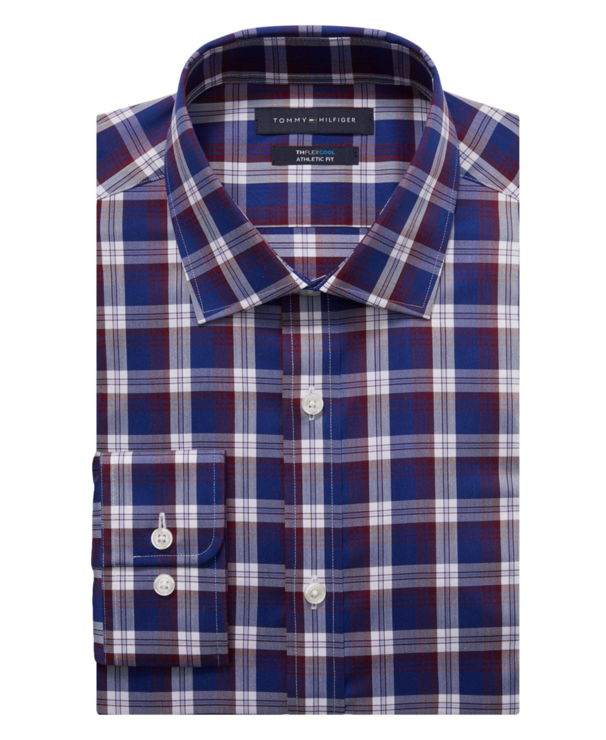 Camisa social masculina Tommy Hilfiger Flex Cool Athletic Fit vermelha tamanho 16,5 x 36 x 37