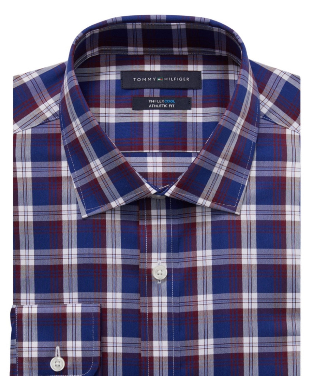 Camisa social masculina Tommy Hilfiger Flex Cool Athletic Fit vermelha tamanho 16,5 x 36 x 37