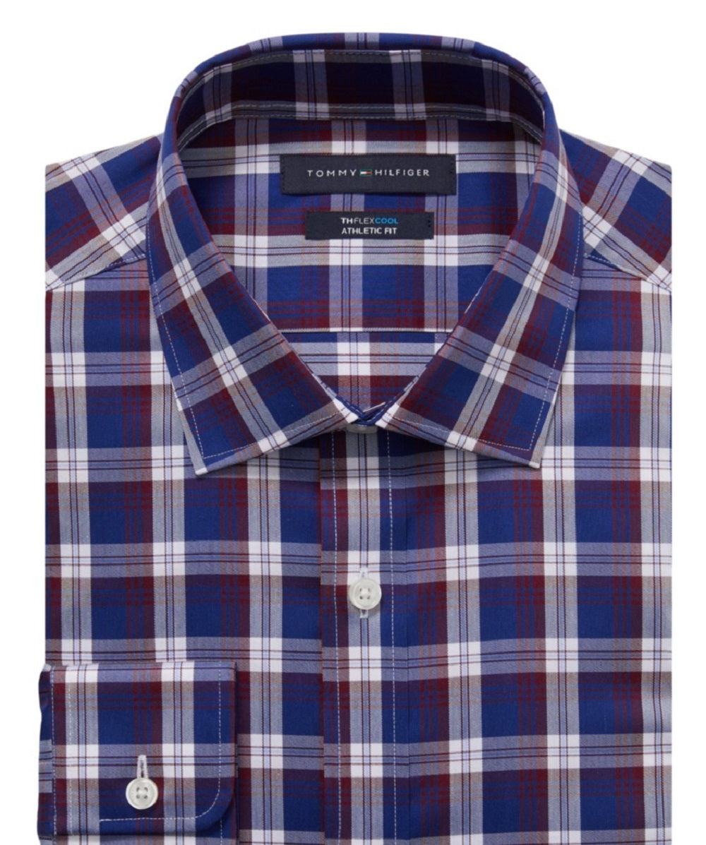 Camisa social masculina Tommy Hilfiger Flex Cool Athletic Fit vermelha tamanho 17,5 x 36 x 37