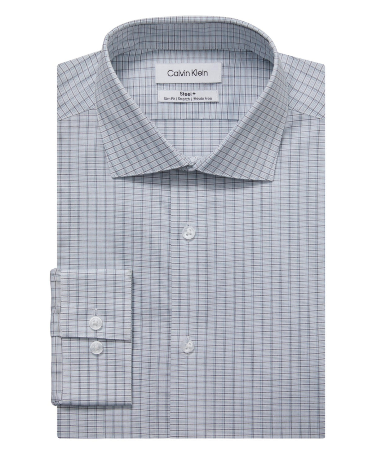 Camisa social masculina Calvin Klein Slim Fit Stretch sem vincos, azul, tamanho 15,5 x 32 x 33