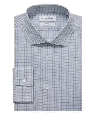 Camisa social masculina Calvin Klein Slim Fit Stretch sem vincos, azul, tamanho 15,5 x 32 x 33