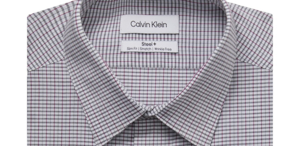 Camisa social Calvin Klein masculina slim fit elástica sem rugas, cinza, tamanho 15x34x35