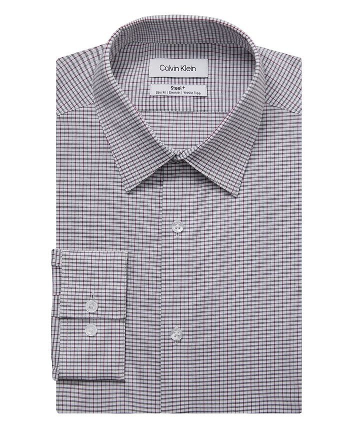 Camisa social Calvin Klein masculina slim fit elástica sem rugas, cinza, tamanho 15,5 x 34 x 35