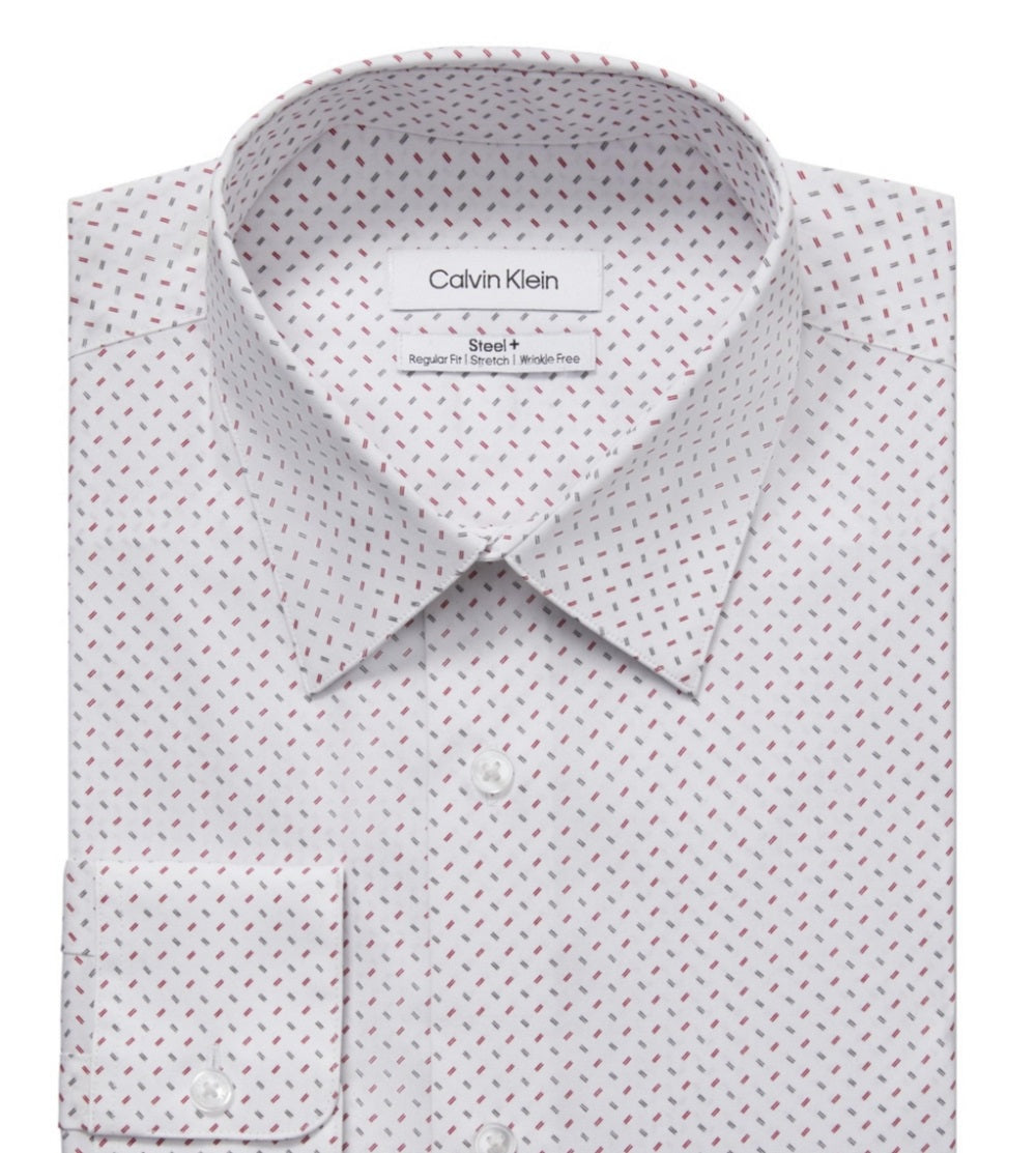 Camisa social masculina Calvin Klein Stretch antirrugas vermelha tamanho 16,5 x 32 x 33