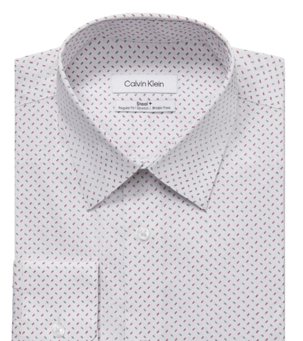Camisa social masculina Calvin Klein Regular Fit Stretch Antirrugas Vermelha Tamanho 17,5X32X33