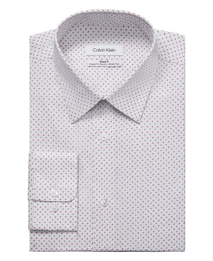Camisa social masculina Calvin Klein Regular Fit Stretch Antirrugas Branca/Vermelha Tamanho 16X34X35