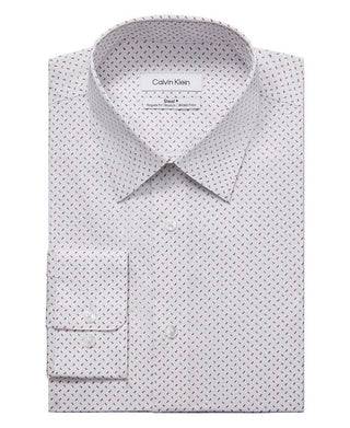 Camisa social masculina Calvin Klein Regular Fit Stretch Antirrugas Branca/Vermelha Tamanho 18X34X35