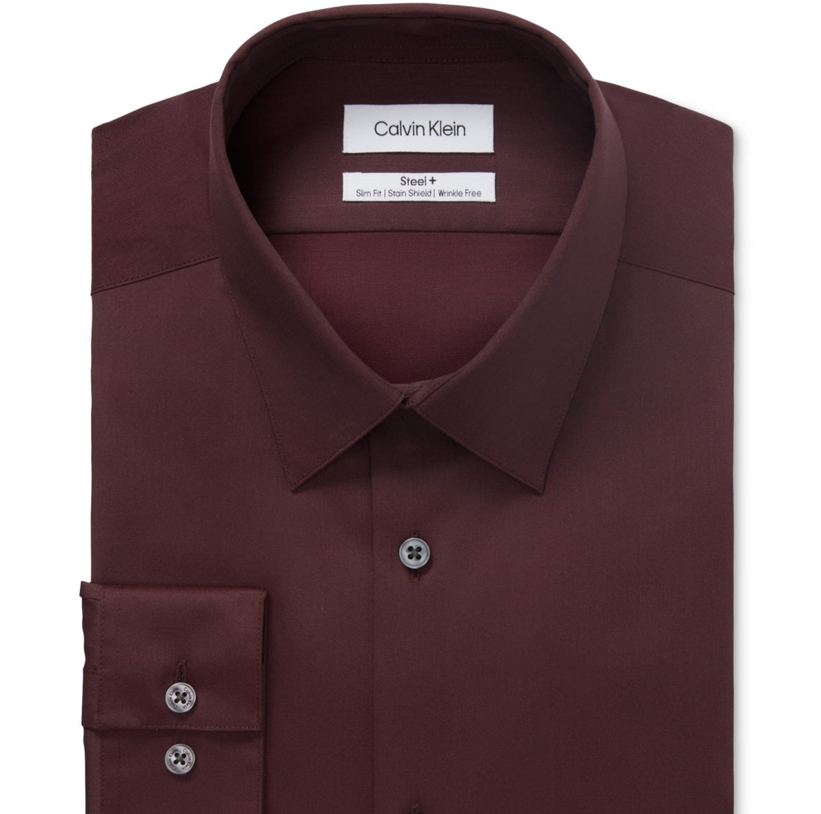 Camisa social Calvin Klein Slim Fit Masculina Anti-Manchas Escudo Sólida Vermelha Tamanho 17-32/33 G
