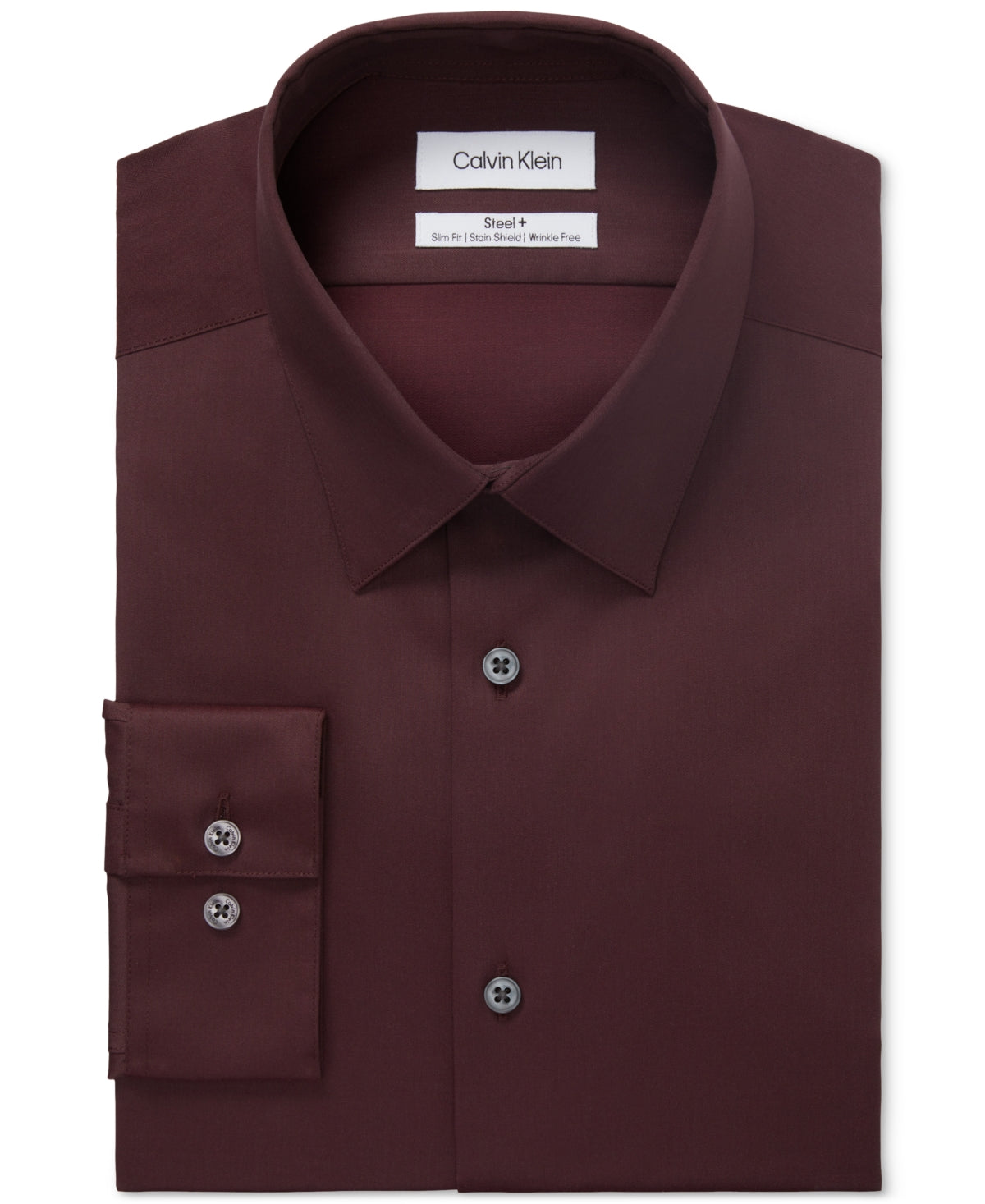 Camisa social Calvin Klein Slim Fit Masculina Anti-Manchas Escudo Sólida Roxa Tamanho 16X34X35