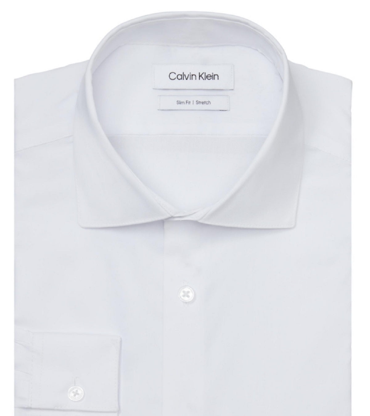 Camisa social masculina Calvin Klein Slim Fit Stretch resistente a rugas, branca, tamanho 16x34x35