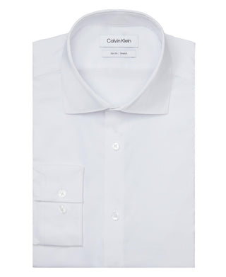 Camisa social masculina Calvin Klein Slim Fit Stretch resistente a rugas, branca, tamanho 16x34x35