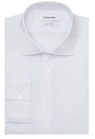 Camisa social masculina Calvin Klein Slim Fit Stretch resistente a rugas, branca, tamanho 17 x 36 x 37