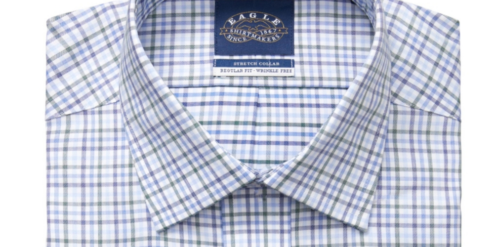 Camisa social masculina Eagle Regular Fit com gola elástica, verde, tamanho 17 x 34 x 35