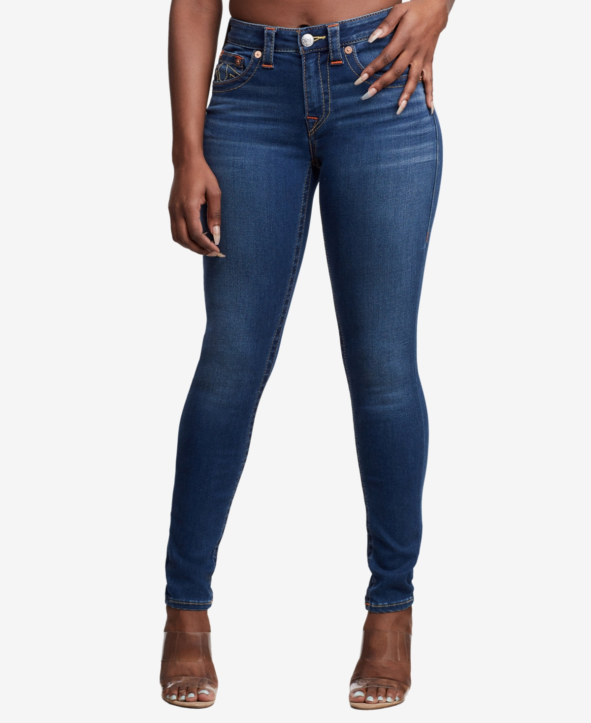 Calça jeans skinny Jennie Curvy Curvy feminina True Religion, azul, tamanho 30
