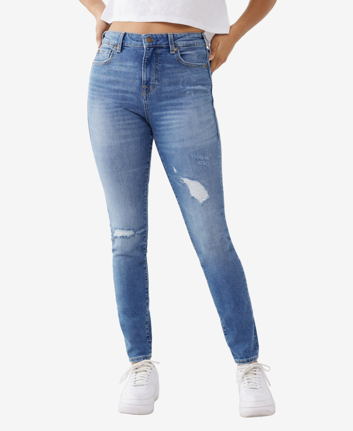 Calça jeans feminina True Religion Jennie High Rise Curvy Skinny Azul Tamanho 32