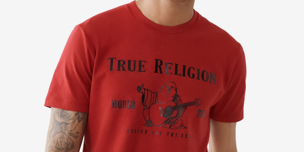 Camiseta masculina True Religion Core Buddha Cotton Graphic, vermelha, tamanho pequeno