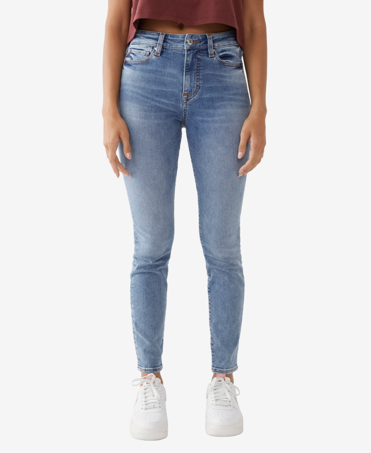 Calça jeans skinny feminina True Religion Halle High Rise, azul, tamanho 24