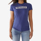 Camiseta feminina True Religion Ombre Foil Logo manga curta azul tamanho X-S