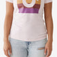 Camiseta feminina True Religion Slim Crew manga curta roxa tamanho pequeno