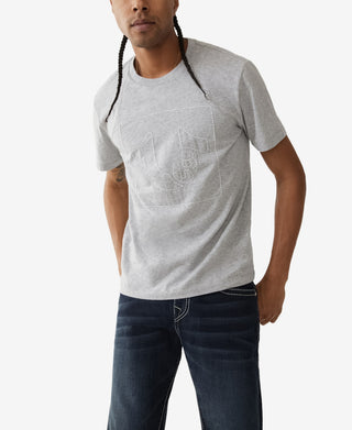 Camiseta masculina True Religion Regular Fit Stitch Cotton, cinza, tamanho X-G