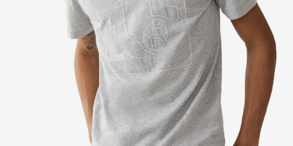 Camiseta masculina True Religion Regular Fit Stitch Cotton, cinza, tamanho X-G