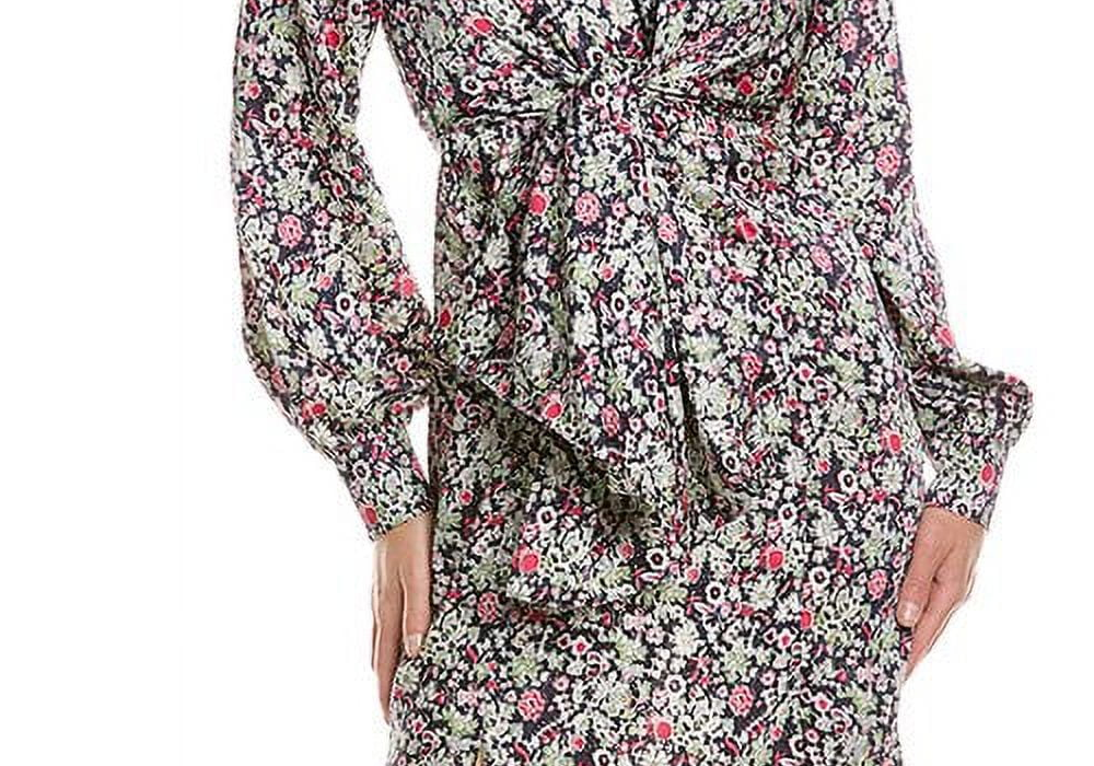 Vestido de manga comprida com estampa floral Cinq à Sept Quin em azul-claro multicolorido, tamanho 2