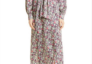 Vestido de manga comprida com estampa floral Cinq à Sept Quin em azul-claro multicolorido, tamanho 2