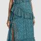 Cinq à Sept Vestido Rayner Ruffle Chiffon em Celeste Multi, Tamanho 6