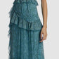 Cinq à Sept Vestido Rayner Ruffle Chiffon em Celeste Multi, Tamanho 6