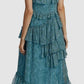 Cinq à Sept Vestido Rayner Ruffle Chiffon em Celeste Multi, Tamanho 6