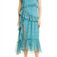 Cinq à Sept Vestido Rayner Ruffle Chiffon em Celeste Multi, Tamanho 6