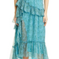 Cinq à Sept Vestido Rayner Ruffle Chiffon em Celeste Multi, Tamanho 6