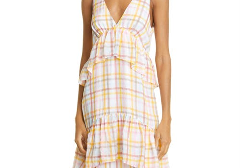 Cinq a Sept Vestido de verão feminino com decote em V, branco