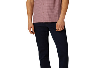 Camisa masculina DKNY Hertford Regular Fit Stretch Geo Print Camp Vermelha Tamanho Médio