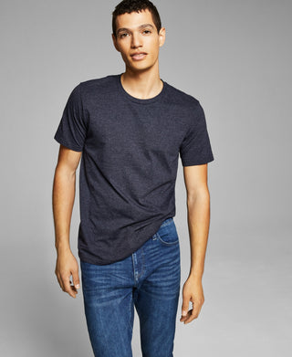 E agora esta camiseta masculina com gola redonda e camadas, azul, tamanho pequeno