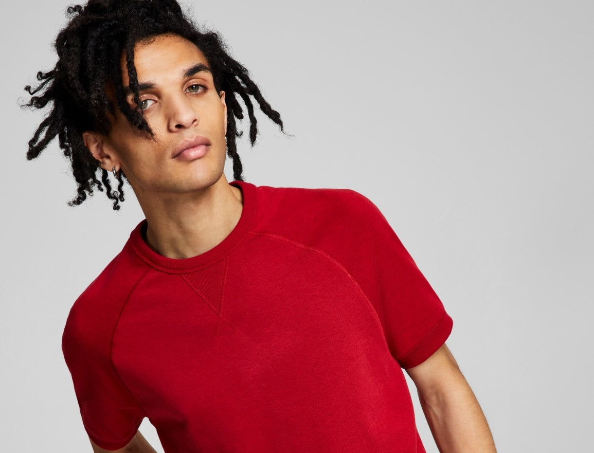 E agora este moletom masculino de manga curta vermelho tamanho XX-G