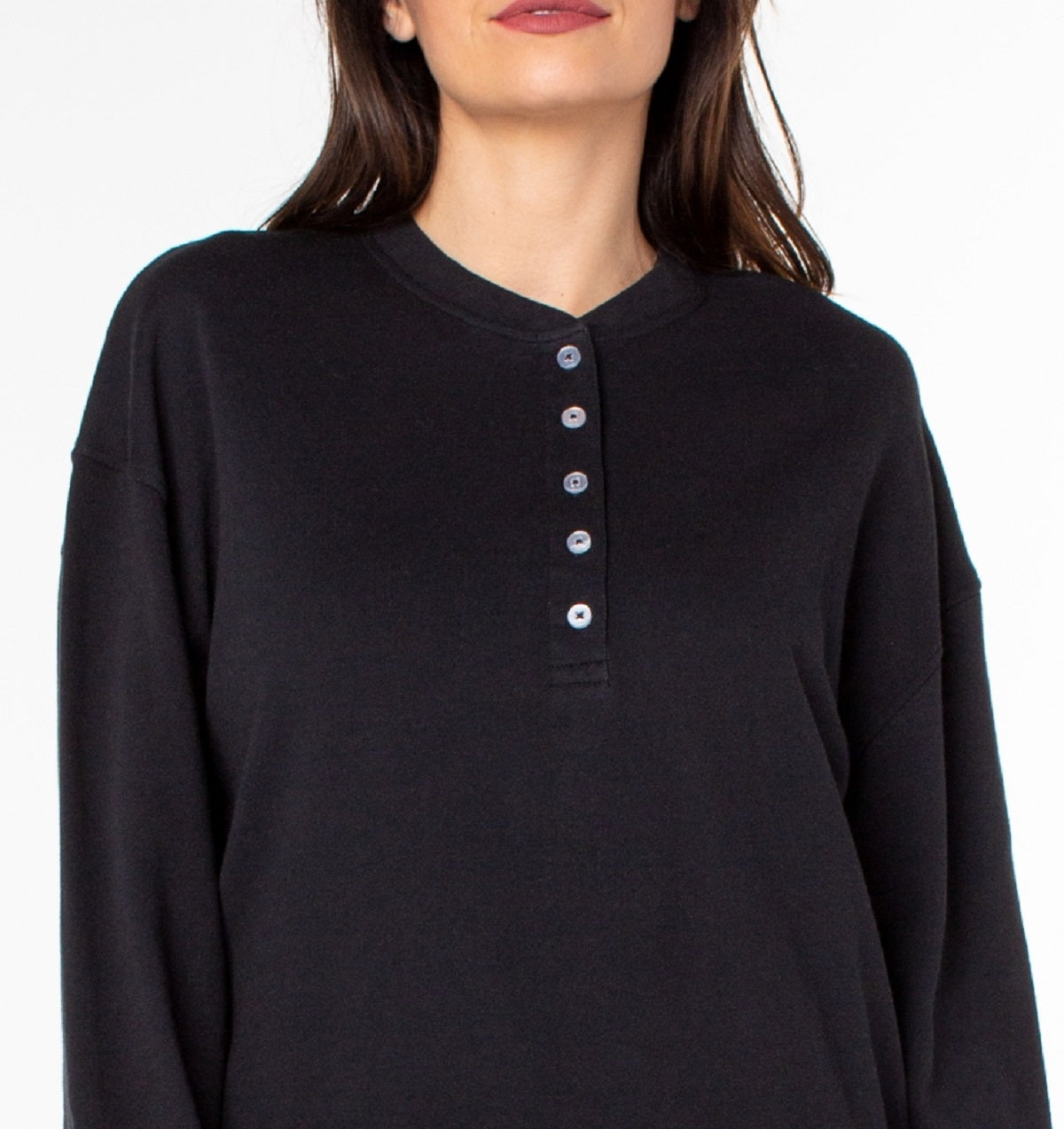 Earnest Sewn French Terry Henley Top Preto Tamanho X-Grande