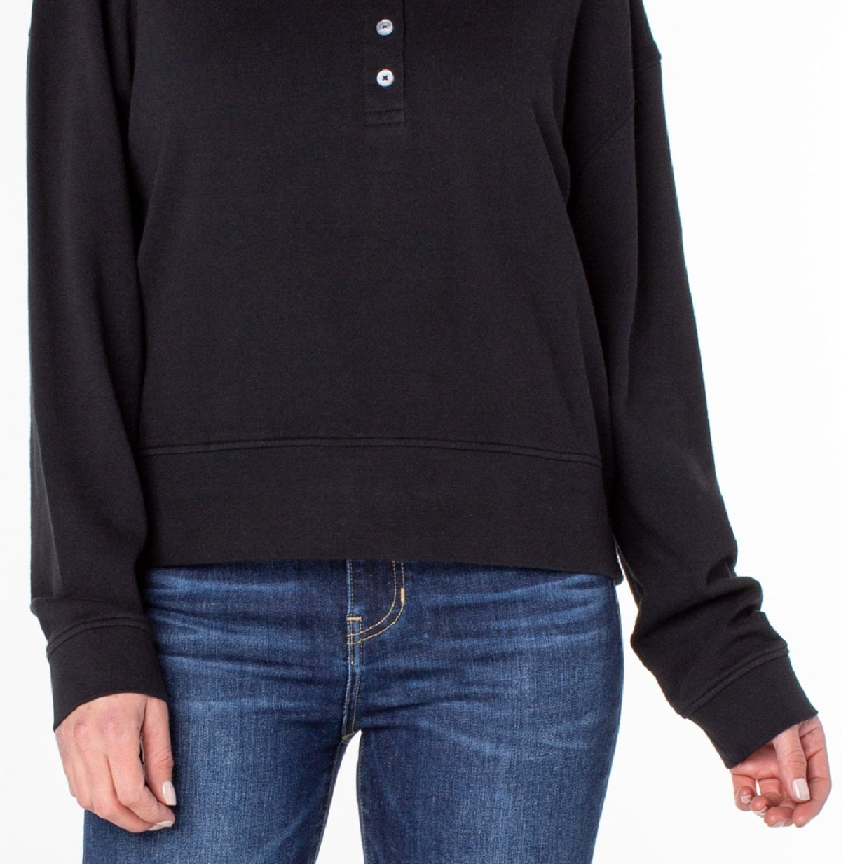 Earnest Sewn French Terry Henley Top Preto Tamanho X-Grande