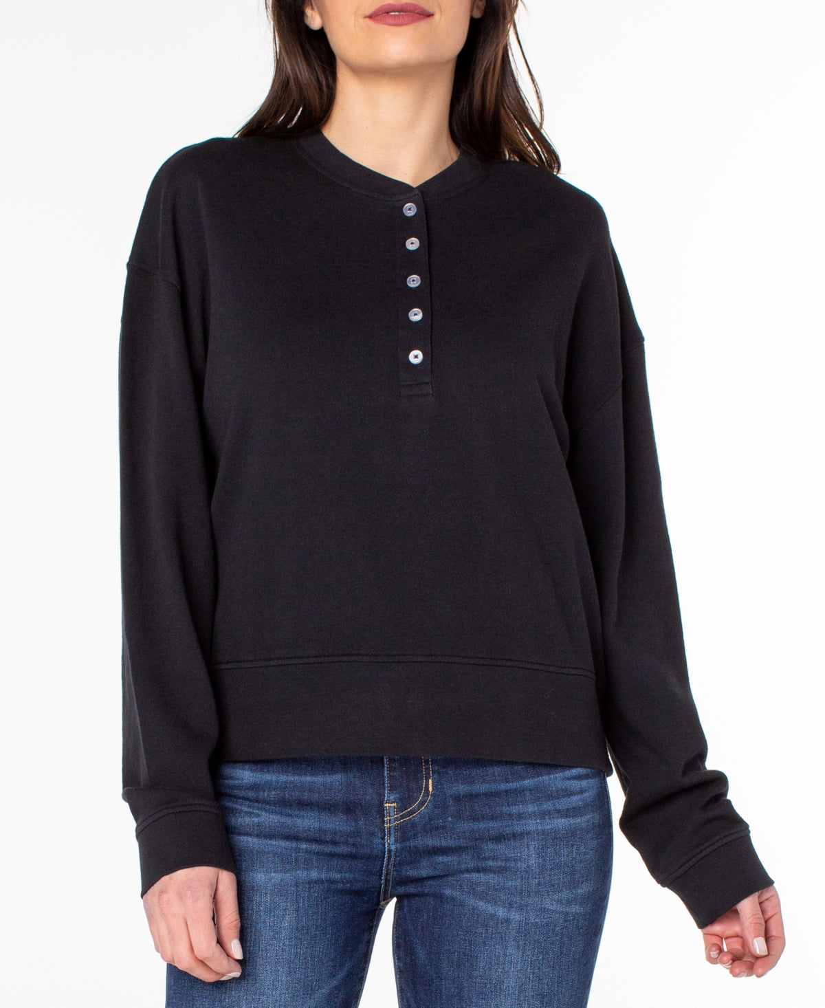 Earnest Sewn French Terry Henley Top Preto Tamanho X-Grande